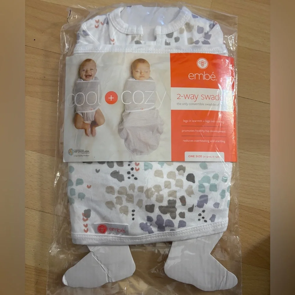 Embe Long Sleeves Cotton 2-way swaddle Disperse 0-4 months, 6-14 lbs NWT